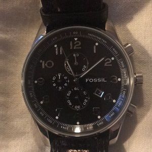 Dark brown leather strap Fossil men’s watch
